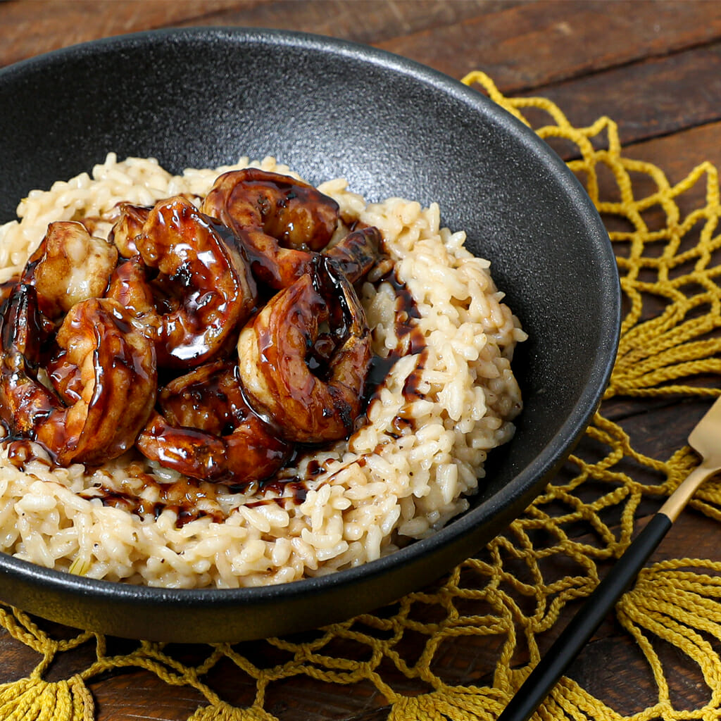 Honey Balsamic Shrimp with Creamy Risotto