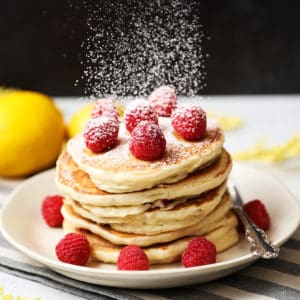 Lemon Raspberry Ricotta Pancakes