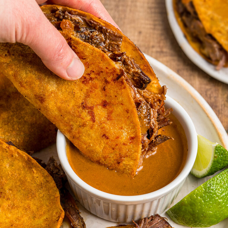 Tender Birria Tacos with Rich Beef Consommé