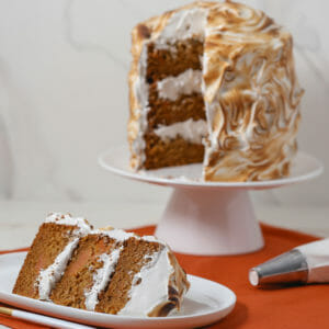 Gluten Free Sweet Potato Cake with Toasted Marshmallow Frosting
