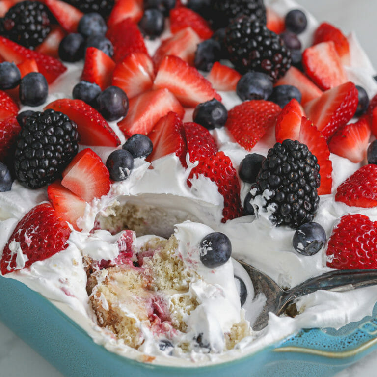 Gluten and Dairy Free Mixed Berry Tres Leches Cake