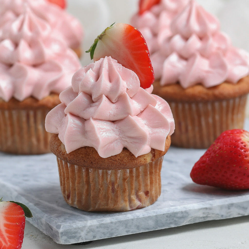 Gluten and Dairy Free Fresh Strawberry Cupcakes