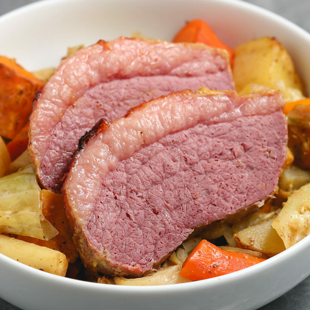 Gluten Free Baked Mustard Corned Beef with Vegetables