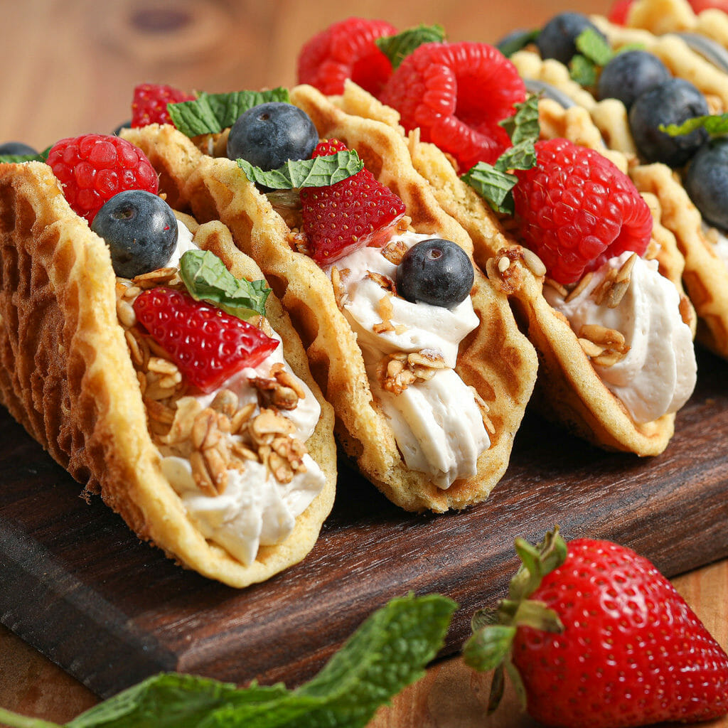 Gluten and Dairy Free Dessert Tacos with Berries