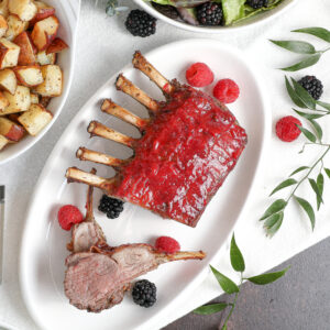 Herb Crusted Rack of Lamb with Raspberry Mint Sauce