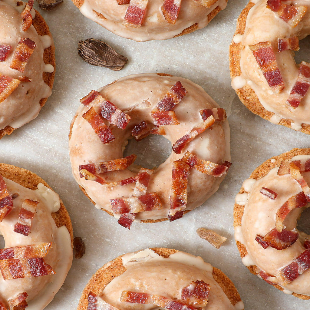 Gluten and Dairy Free Apple Fritter Bacon Donuts