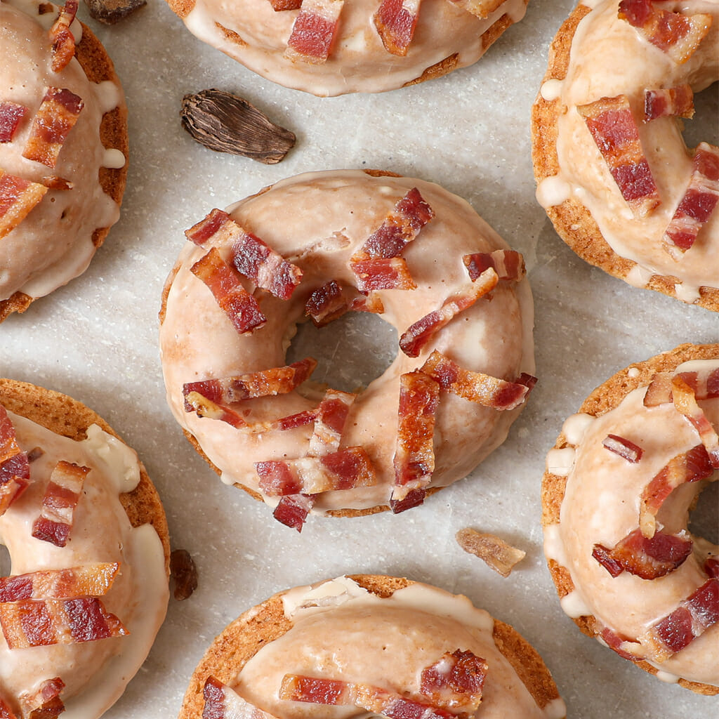 Gluten and Dairy Free Apple Fritter Bacon Donuts