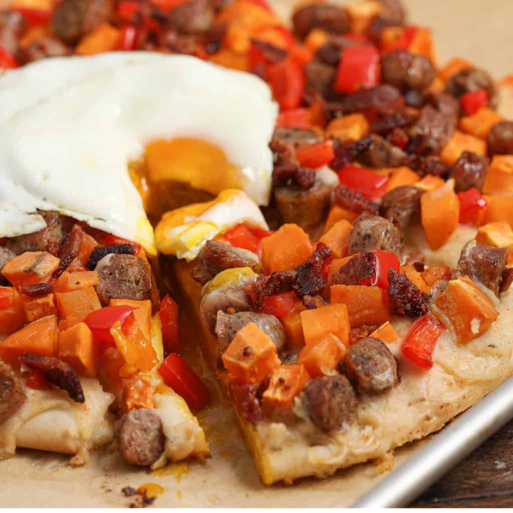 Gluten and Dairy Free Meat Lover's Breakfast Pizza