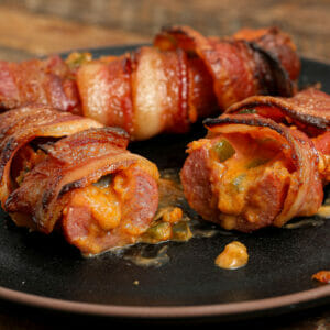 Dairy Free Bacon Wrapped Jalapeno Popper Sausage Boats