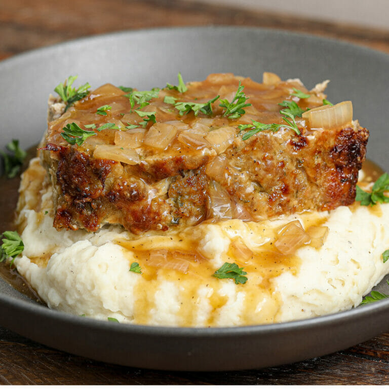 Gluten and Dairy Free Pork Meatloaf with Gravy
