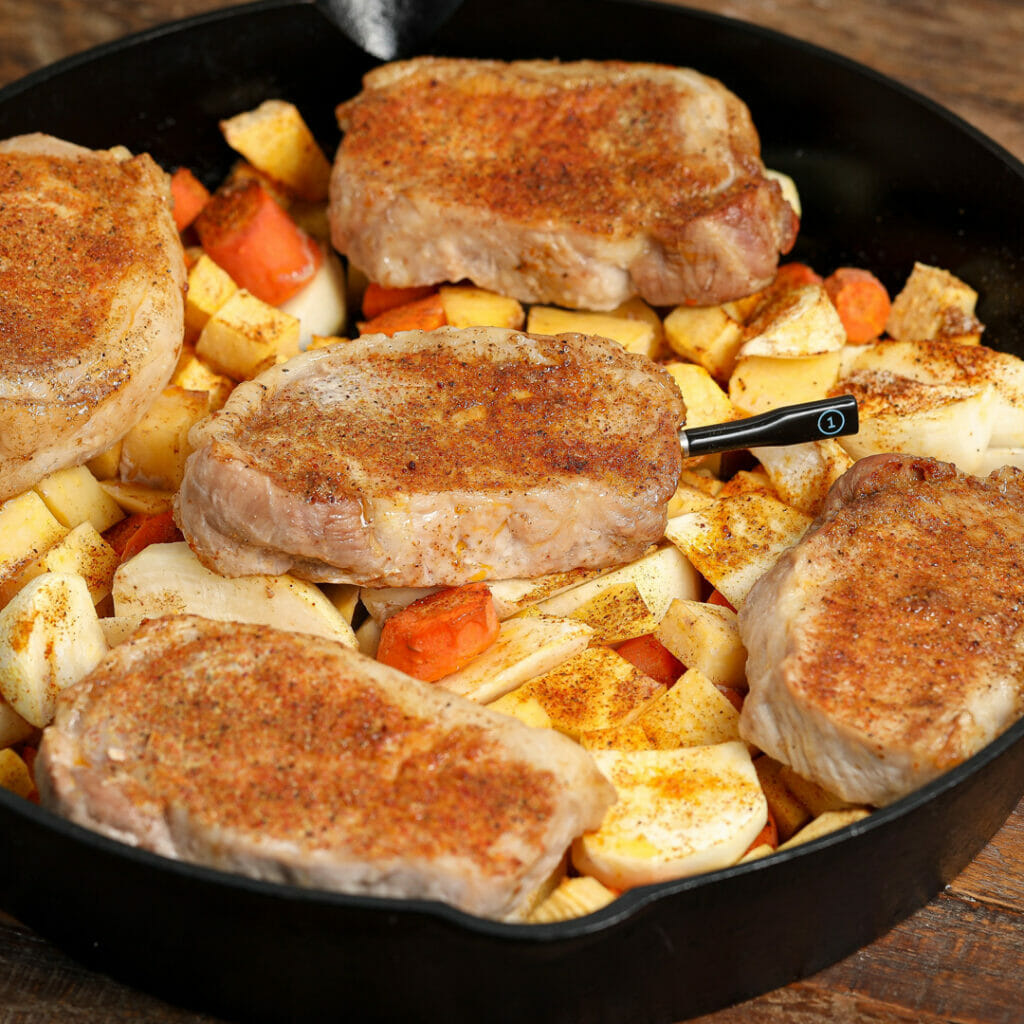 Easy One Dish Pork Chops and Root Vegetables