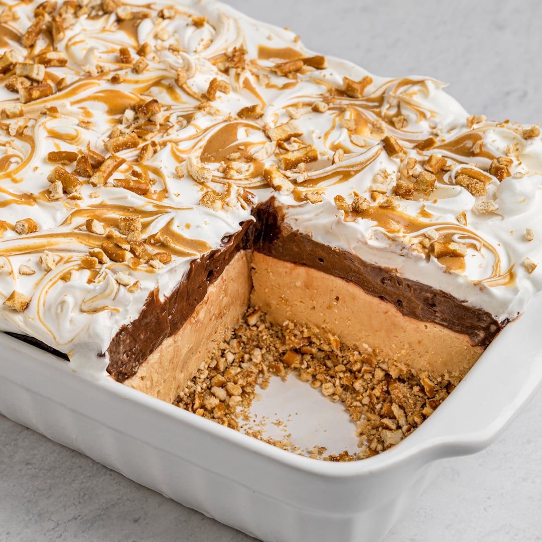 No-Bake Peanut Butter Chocolate Pretzel Pie