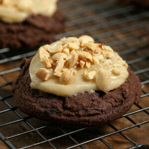 Chocolate Cookies with Peanut Butter Cream Cheese Frosting