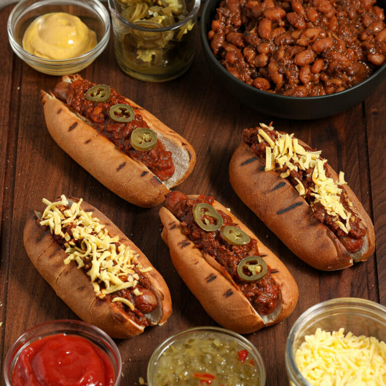Chili Dogs with Bacon Chili Sauce