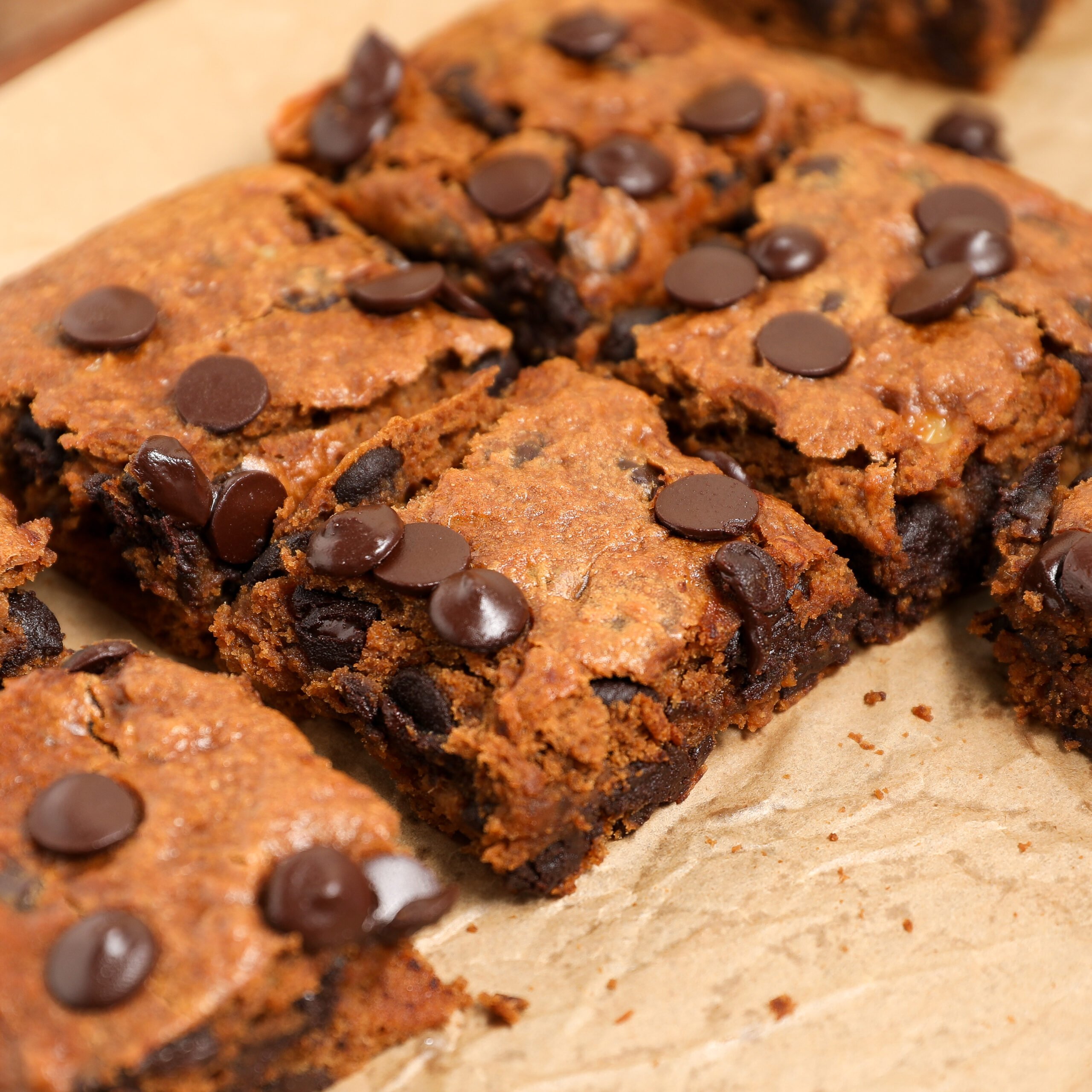 Moist Peanut Butter Banana Bars with Chocolate Chips