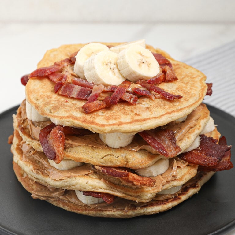 Banana Pancakes with Peanut Butter and Bacon