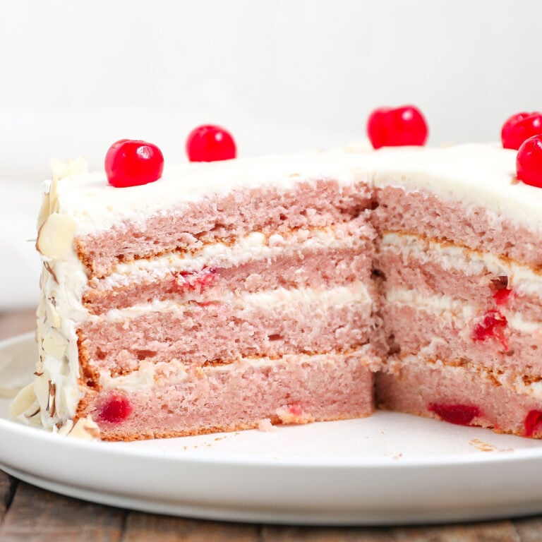 Cherry Cake with Almond Frosting