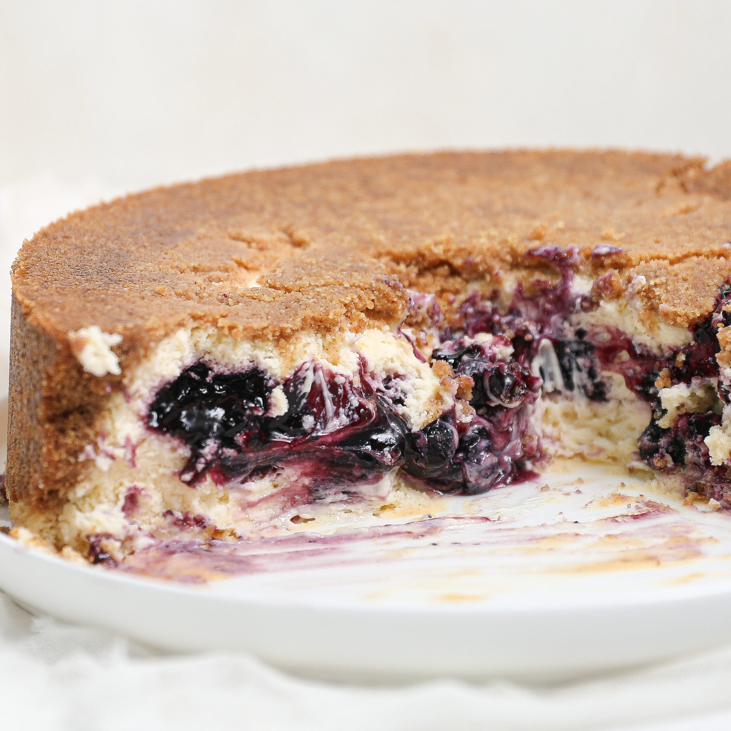 Upside Down Lemon Blueberry Cheesecake