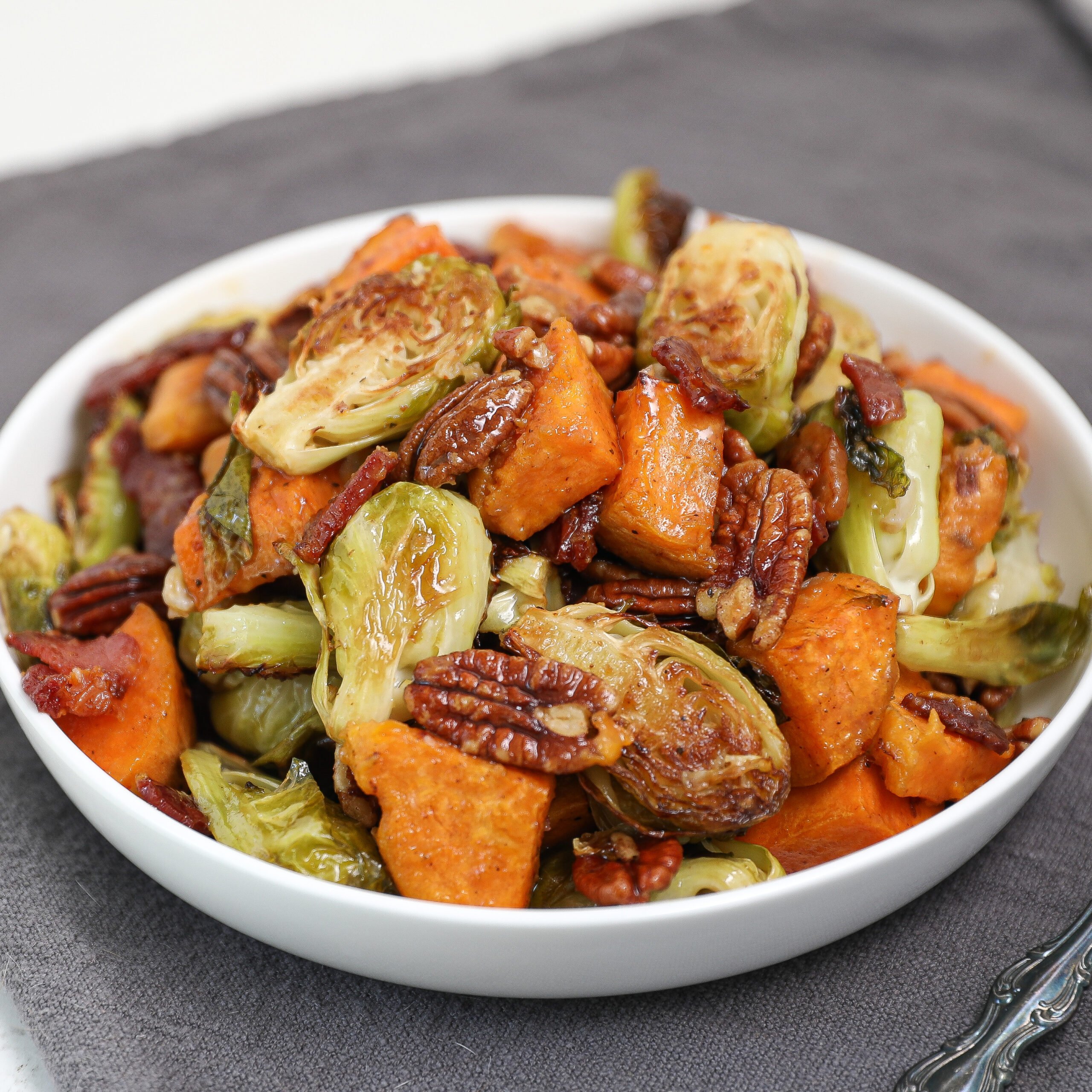 Roasted Brussel Sprout Salad with Honey Mustard Dressing