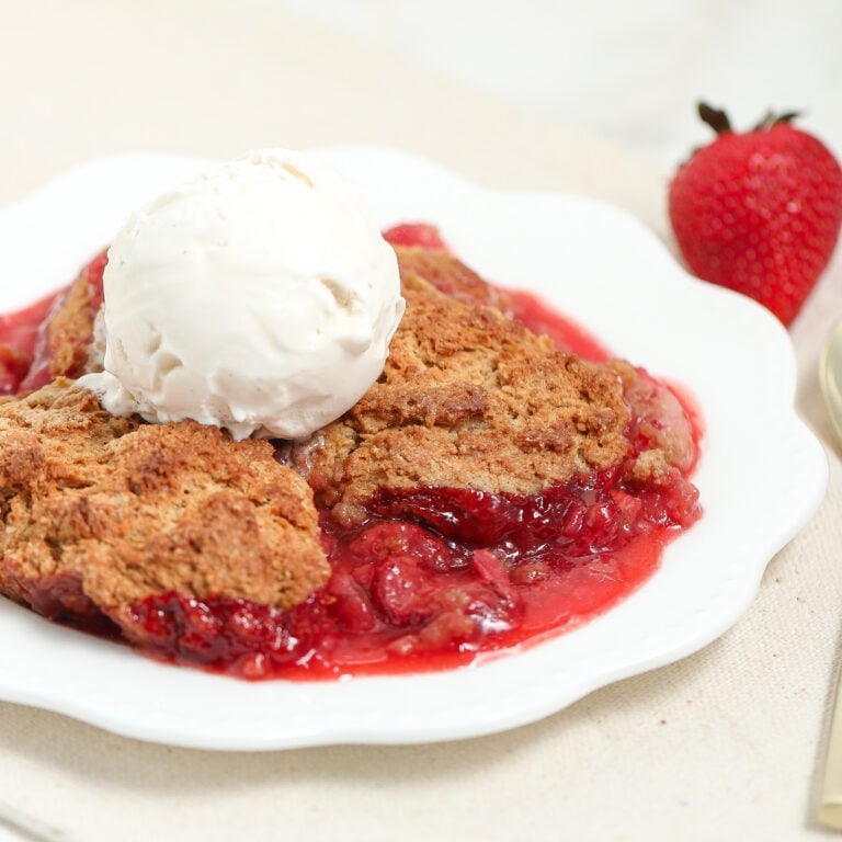 Peanut Butter & Strawberry Jelly Cobbler