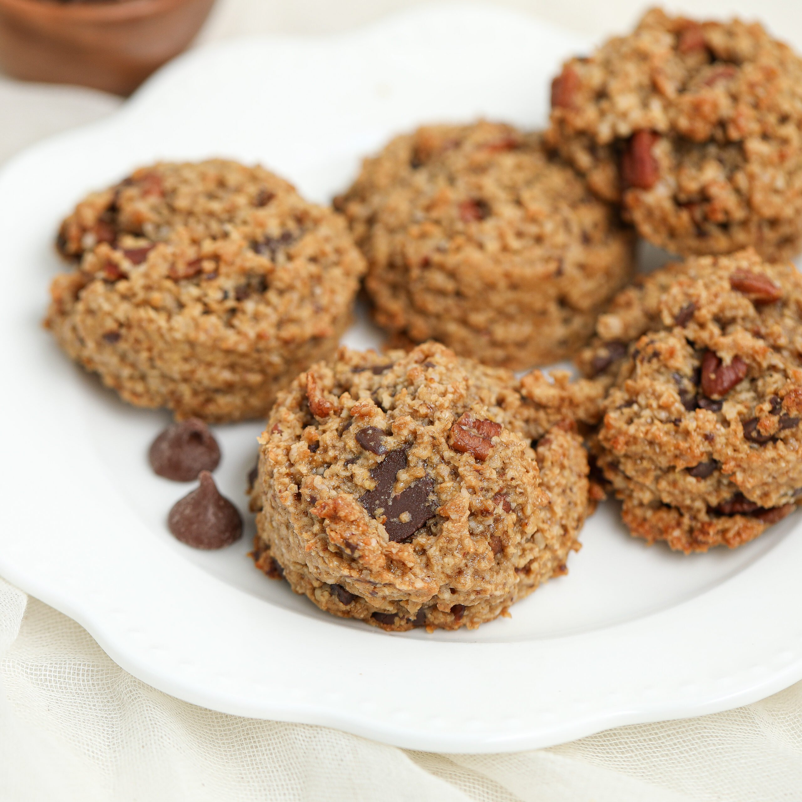 Soft Chocolate Pecan Oat Bran Cookies (Gluten-Free & Refined-Sugar Conscious)