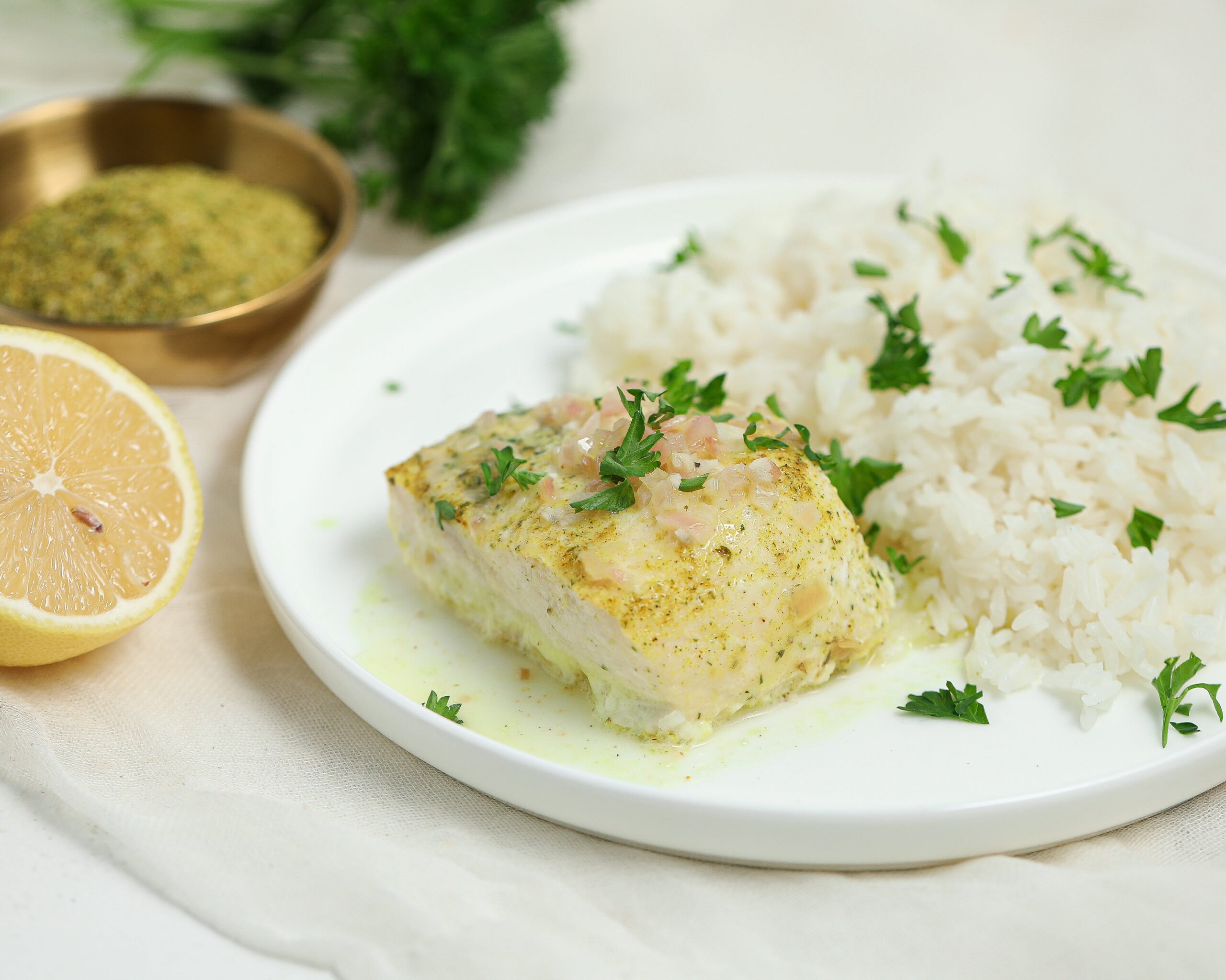 Baked Fish With Lemon Coconut Cream Sauce (Easy Weeknight Dinner)