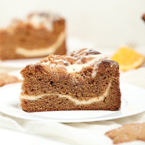 Gingerbread Coffee Cake With Eggnog Cream Cheese Layer and Streusel