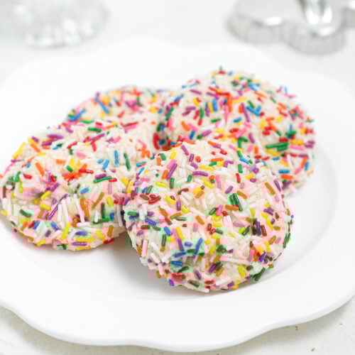 These butter cookies are soft, buttery, and made with simple pantry staples. They’re perfect plain or rolled in sprinkles for an easy homemade cookie that works for holidays, parties, or everyday baking.