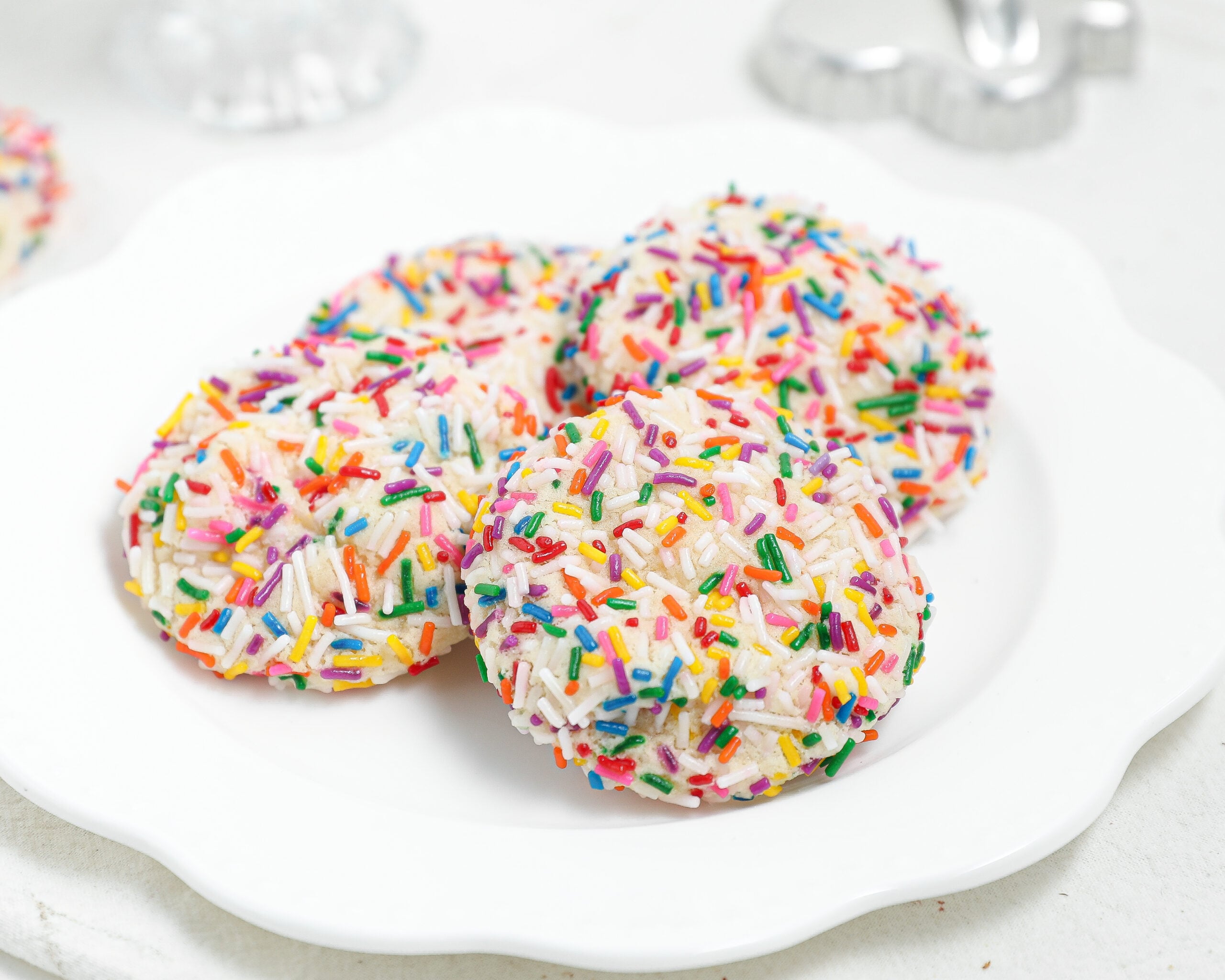 These butter cookies are soft, buttery, and made with simple pantry staples. They’re perfect plain or rolled in sprinkles for an easy homemade cookie that works for holidays, parties, or everyday baking.