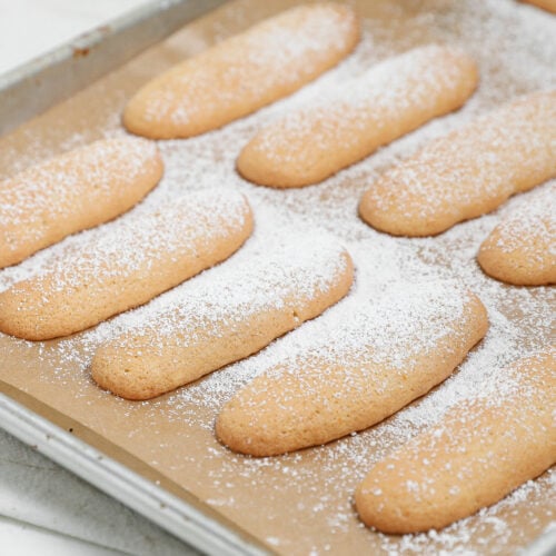 Homemade ladyfingers are light, airy cookies with a crisp edge and soft center. This easy savoiardi recipe is perfect for tiramisu or snacking.